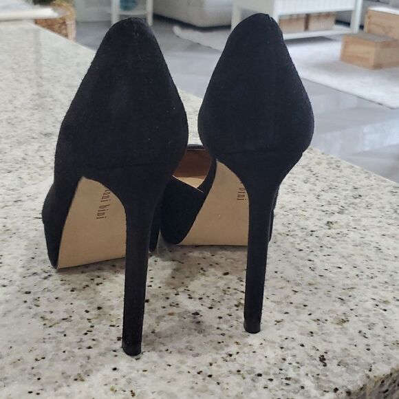 Gianni Bini 9.5 5in Heels Stiletto Black Cassalla Leather Suede Platform, Size 7 - Picture 5 of 10